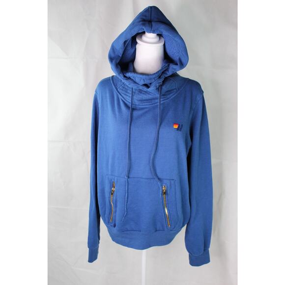 Aviator Nation Tops - Aviator Nation Medium Ninja Hoodie zipper pockets blue pullover womens